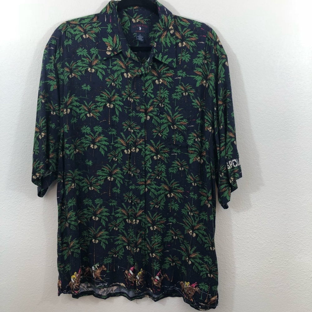 US Polo Coconut Palm Tree Polo Shirt, Sz L